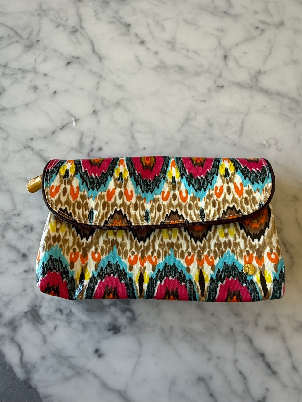 Stephanie Johnson 2 pocket cosmetic pouch 8x5”
